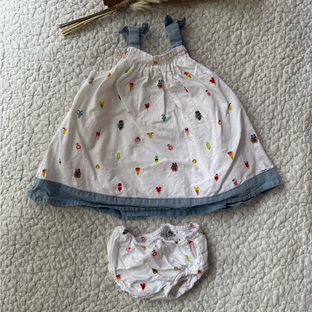 Disney White and Blue Baby Dress Set